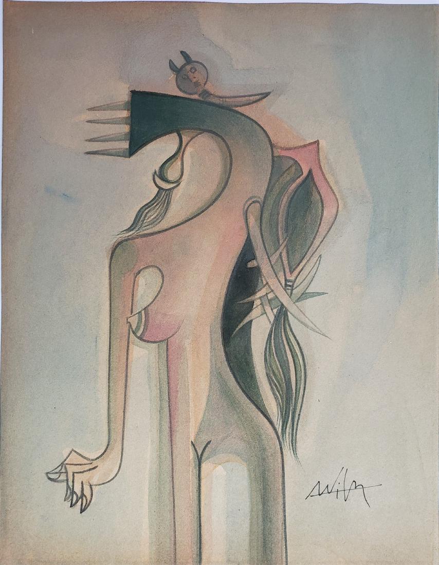 Wifredo LAM watercolor on paper (1 of 2)