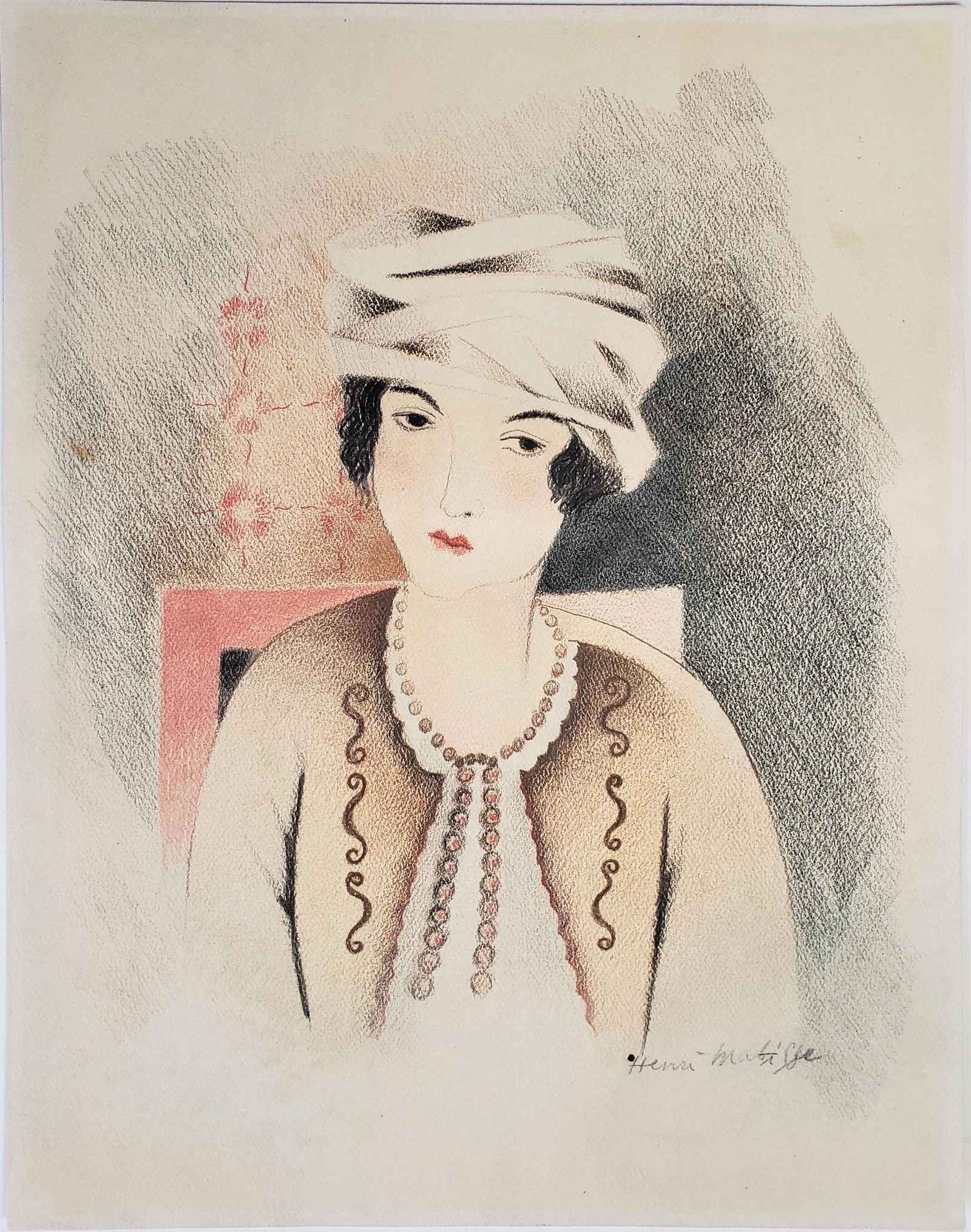 Colored pencil on paper  signed Henri Matisse. (1 of 2)