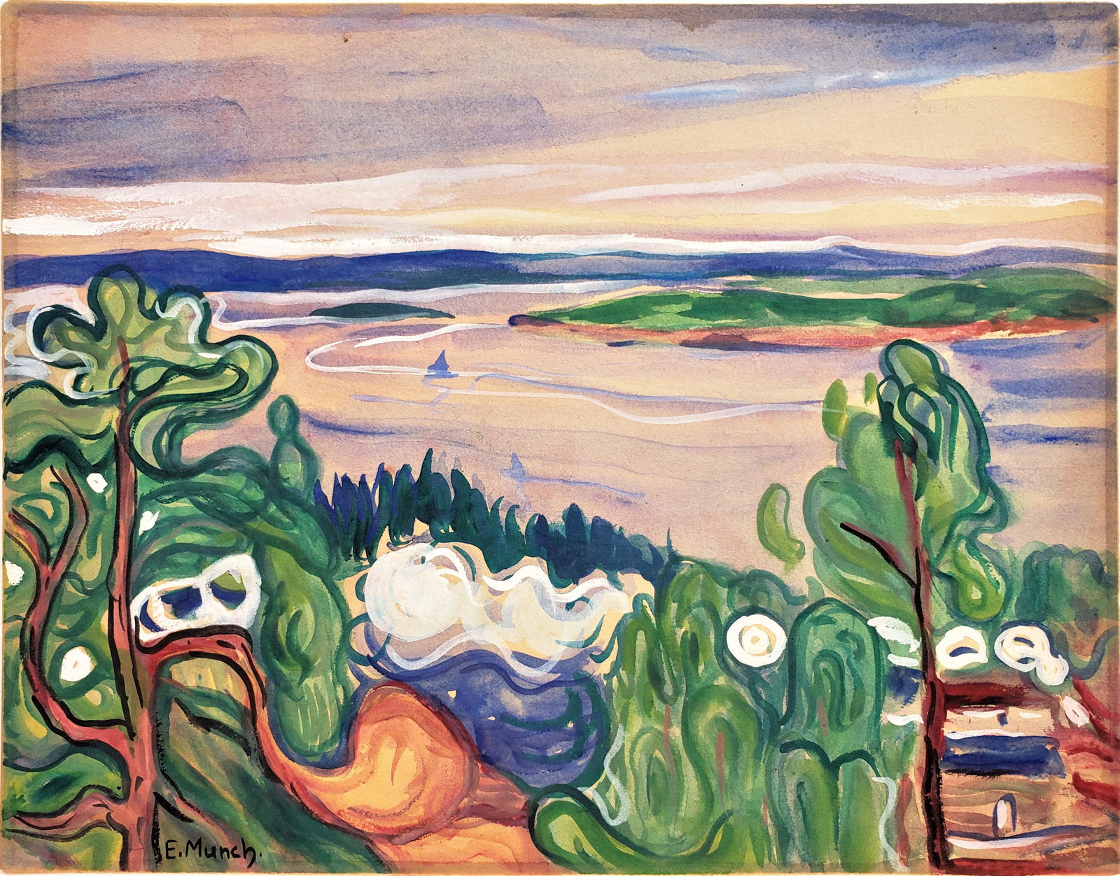 Gouache on paper signed E. Munch. (1 of 2)