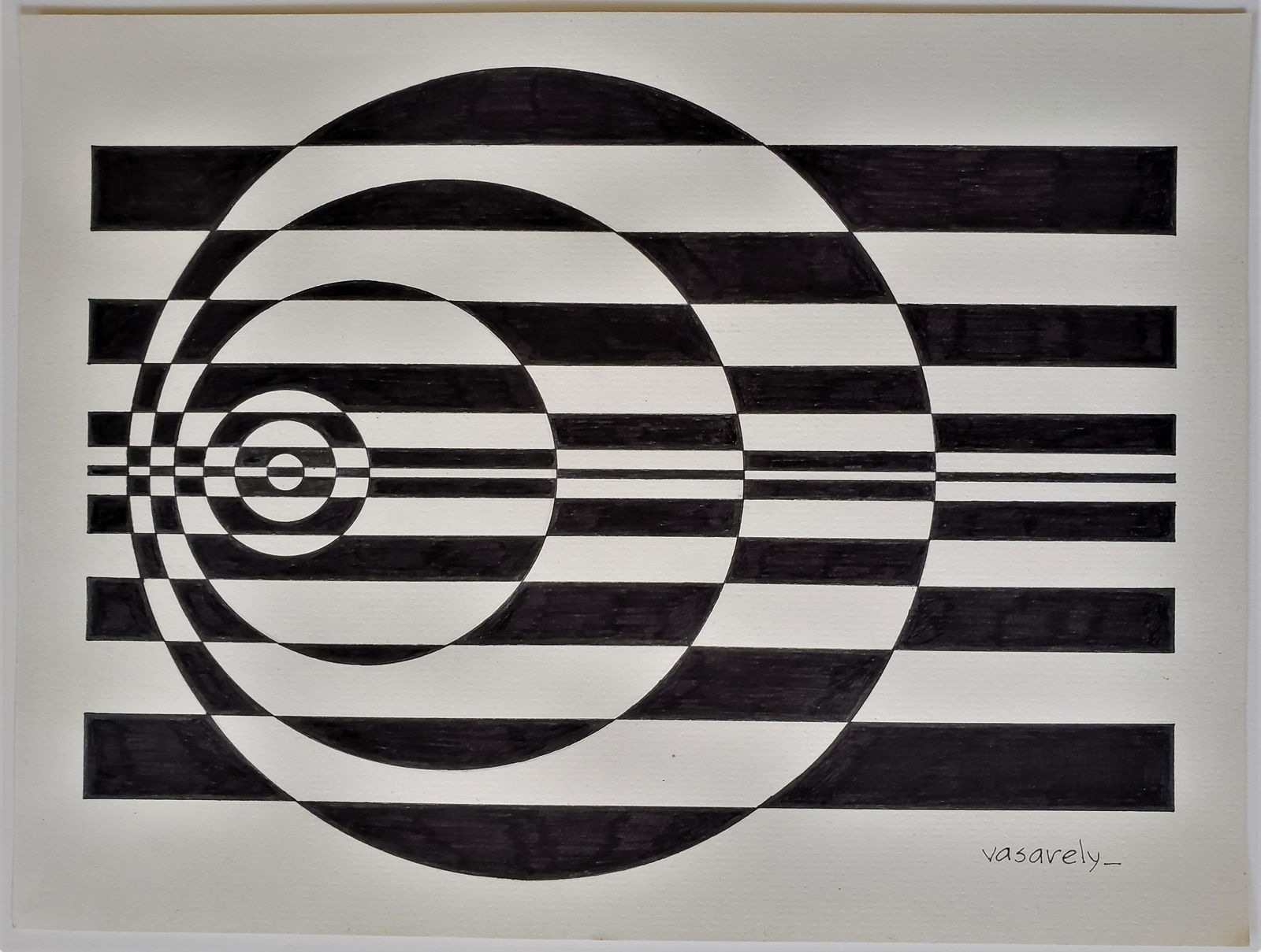 Ink on paper signed Vasarely. (1 of 2)