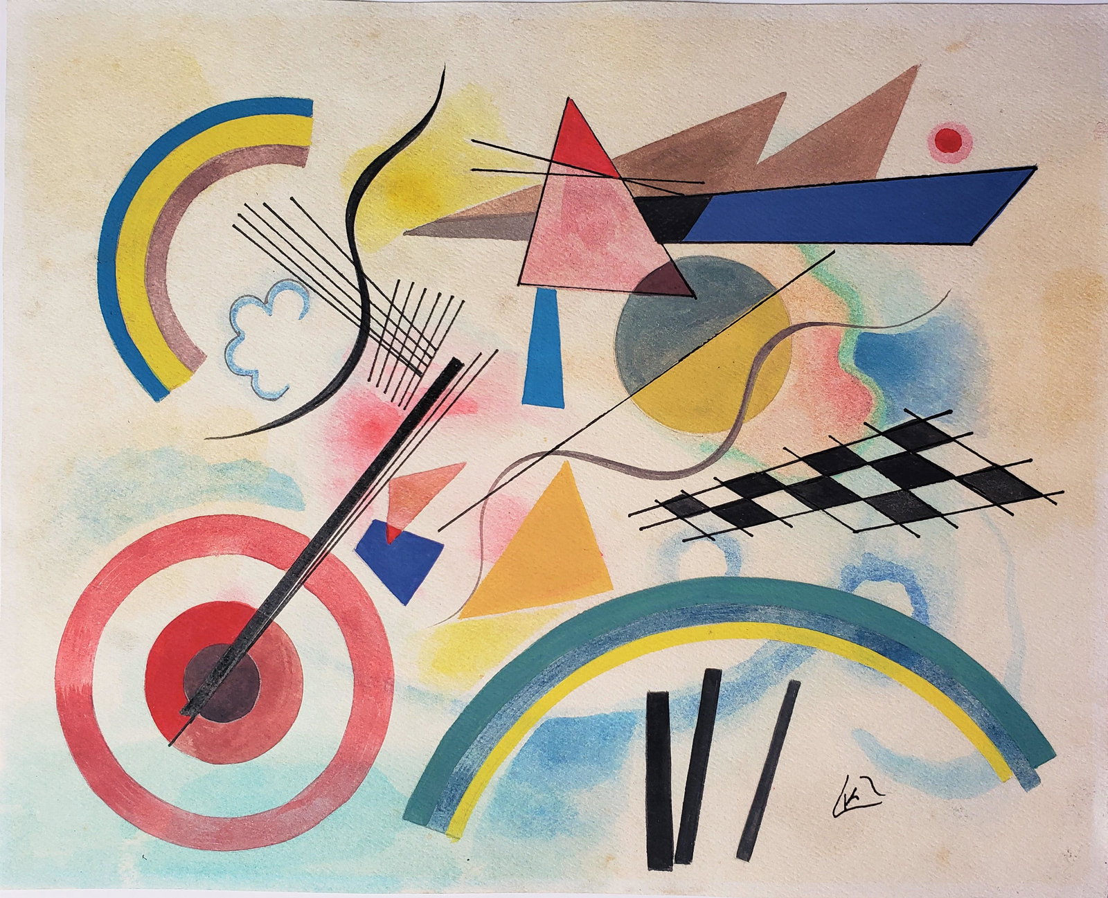 Signed KANDINSKY gouache on paper (1 of 3)