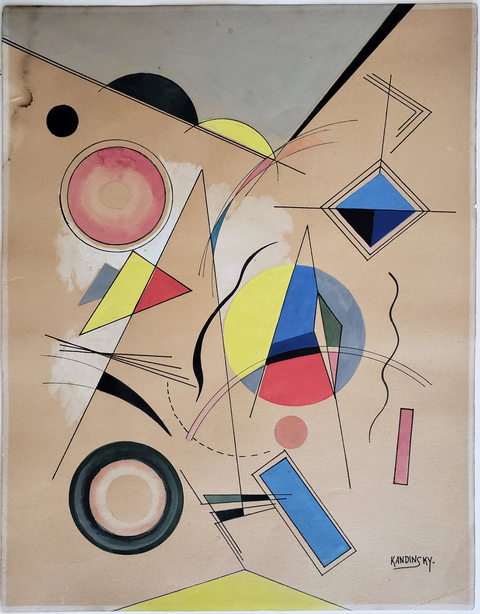 Signed KANDINSKY gouache on paper (1 of 2)