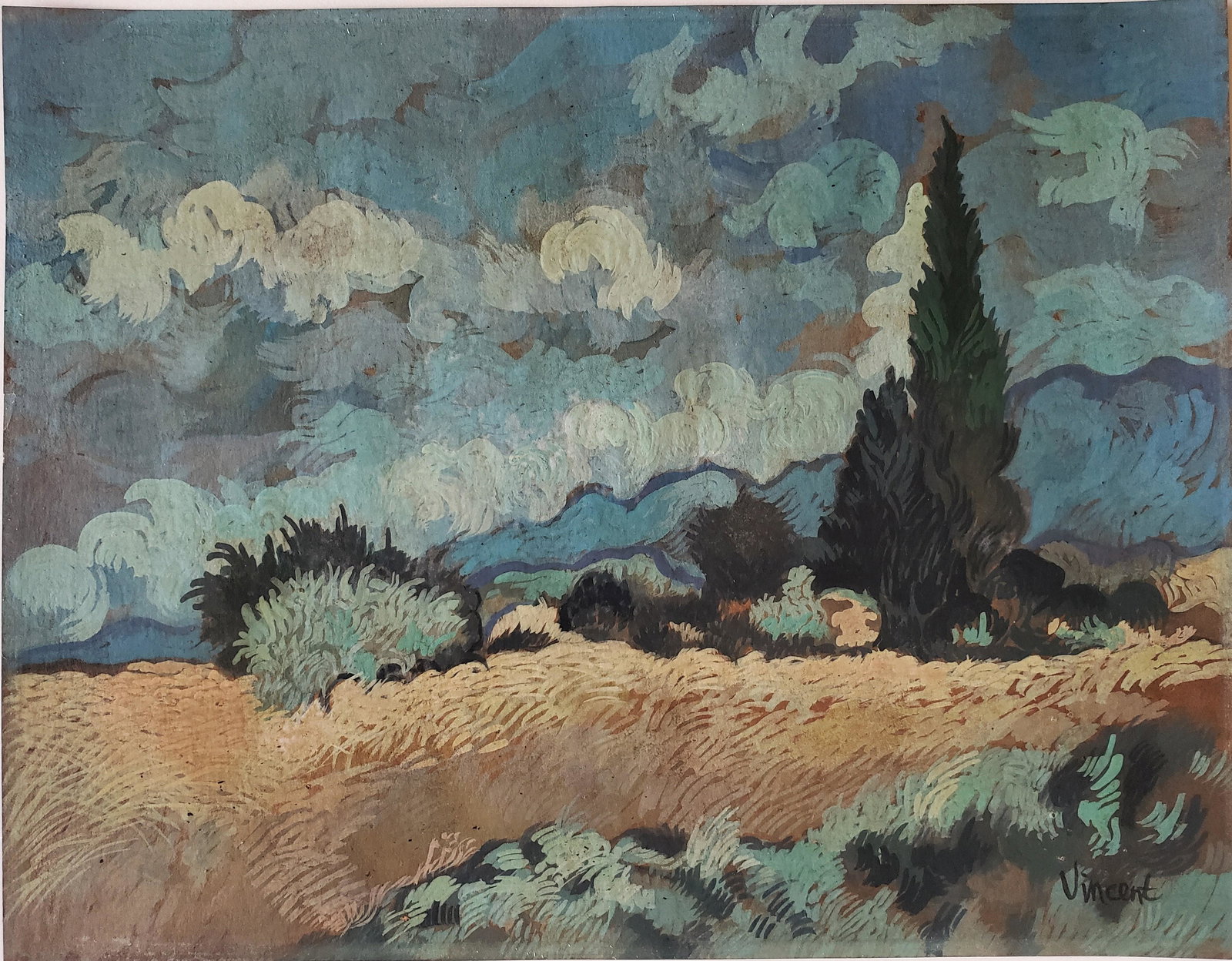 Gouache on paper signed Vincent van Gogh. (1 of 2)