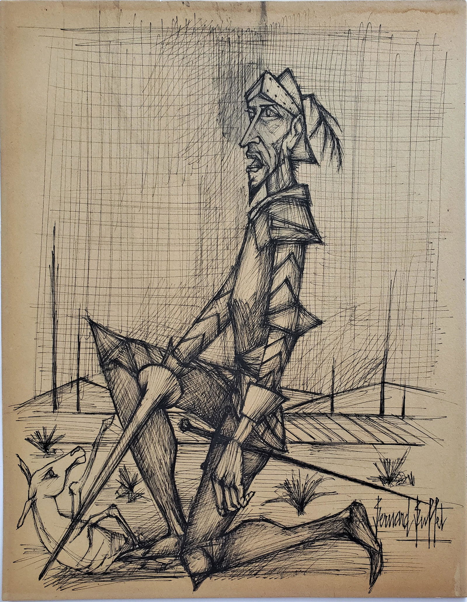 Mixed Media on paper signed Bernard Buffet (1 of 2)