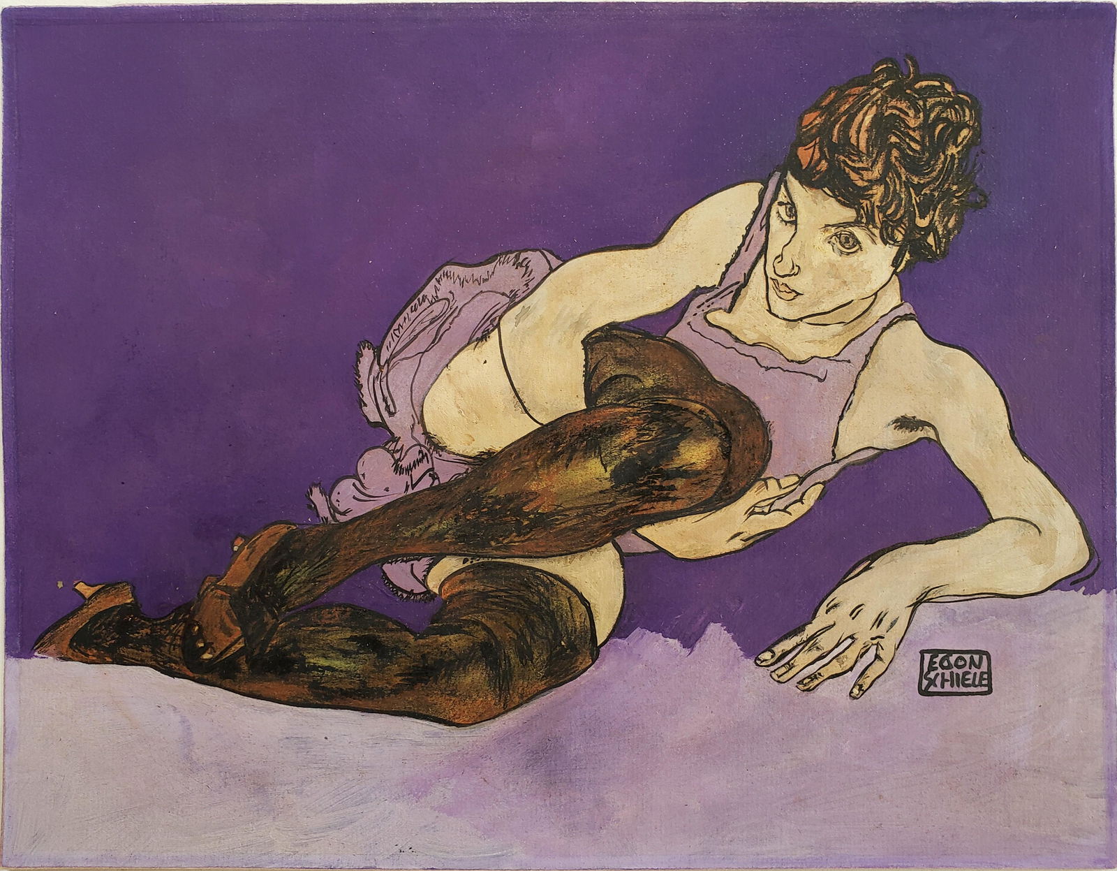 Signed Egon Schiele mixed media on paper. (1 of 2)