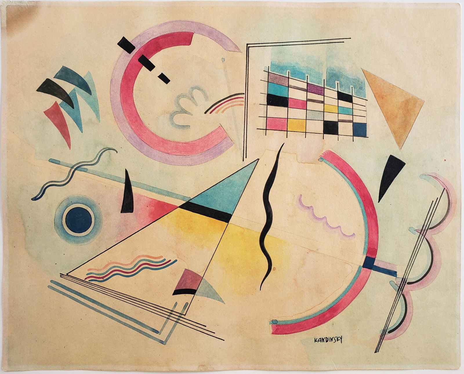 Signed KANDINSKY gouache on paper (1 of 2)