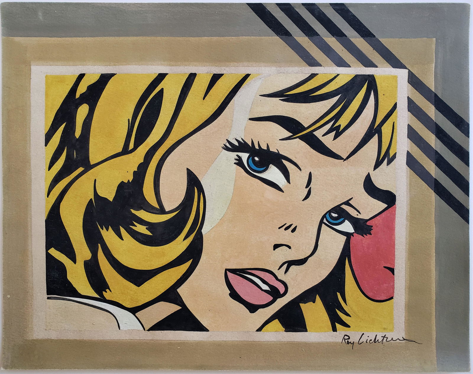 Gouachel on paper  signed Roy Lichtenstein. (1 of 2)