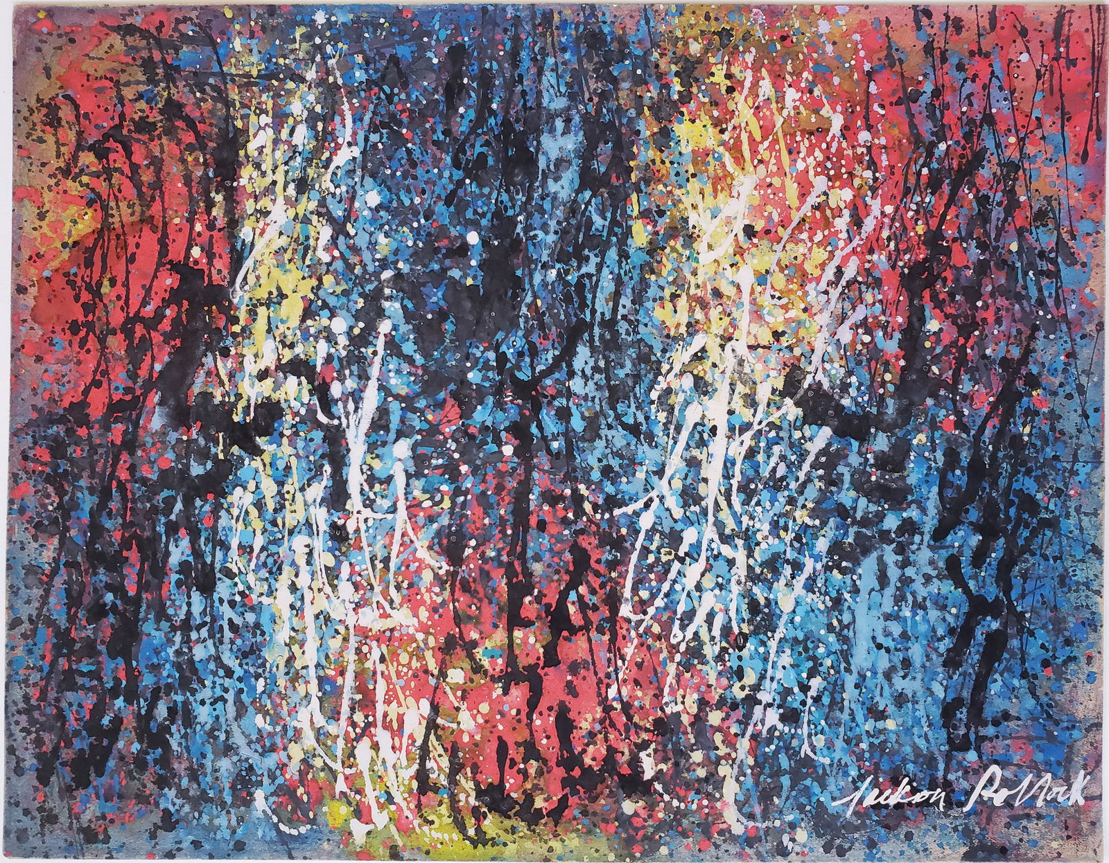 Mixed media on paper in the style of Jackson Pollock (1 of 2)