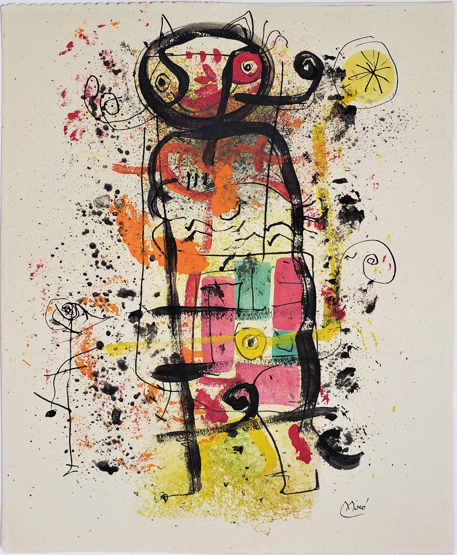 Gouache on paper signed Miro (1 of 2)