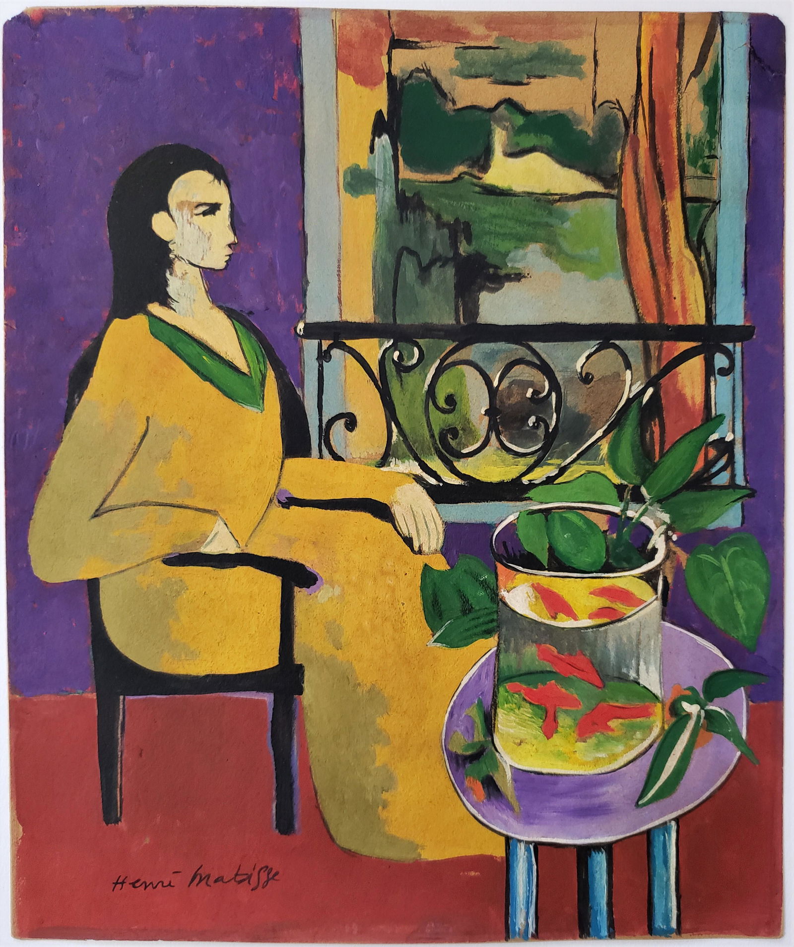 Colored pencil on paper  signed Henri Matisse. (1 of 2)