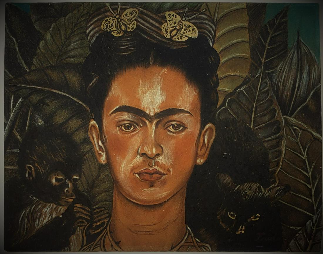 Signed Frida Kahlo mixed media on paper (1 of 2)