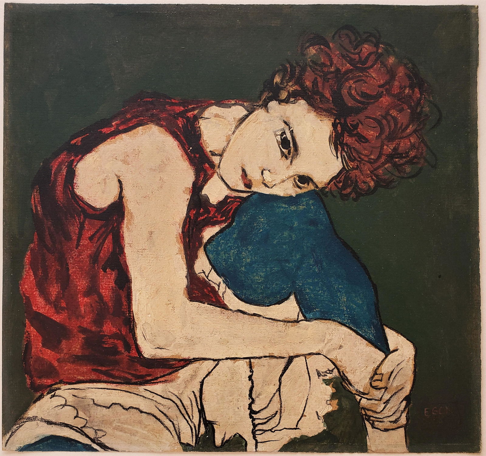 Signed Egon Schiele mixed media on paper. (1 of 2)