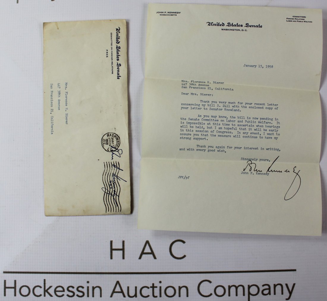 Letter signed by John F. Kennedy (1 of 6)