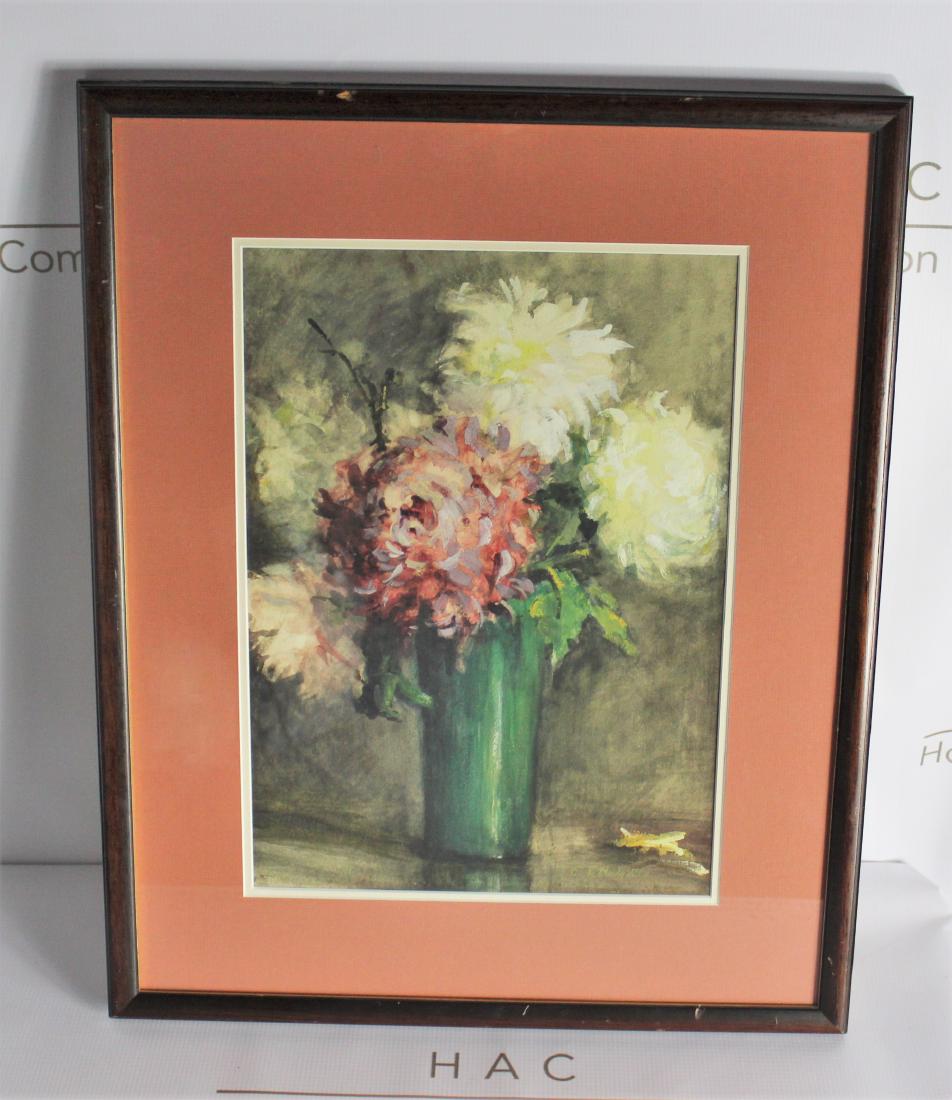 Rockwell Kent Estate Family Painting: Medium: Watercolor on paper. Vase with Flowers. Dimensions: Art- 10.5 x 14.5 inches. Frame- 17.5 x 21.5 inches. Lot note and provenance: Dr. Peter Linton Estate. From Sally Gorton. Painted by Ellen Ho