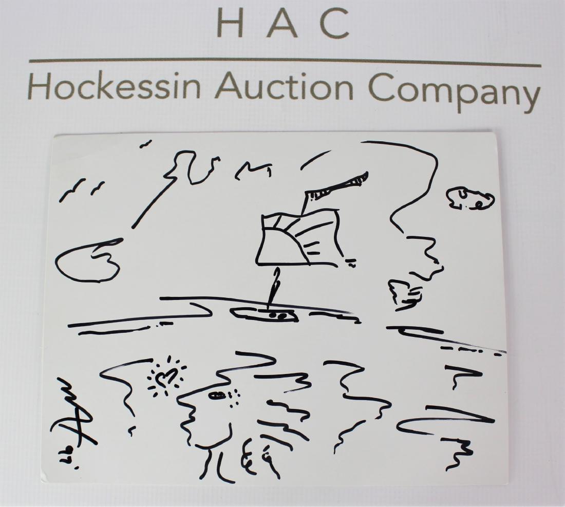 Peter Max (American, b. 1937): Medium: Drawing on paper. Signature: Middle. Dimensions: 11.5 x 9 inches.