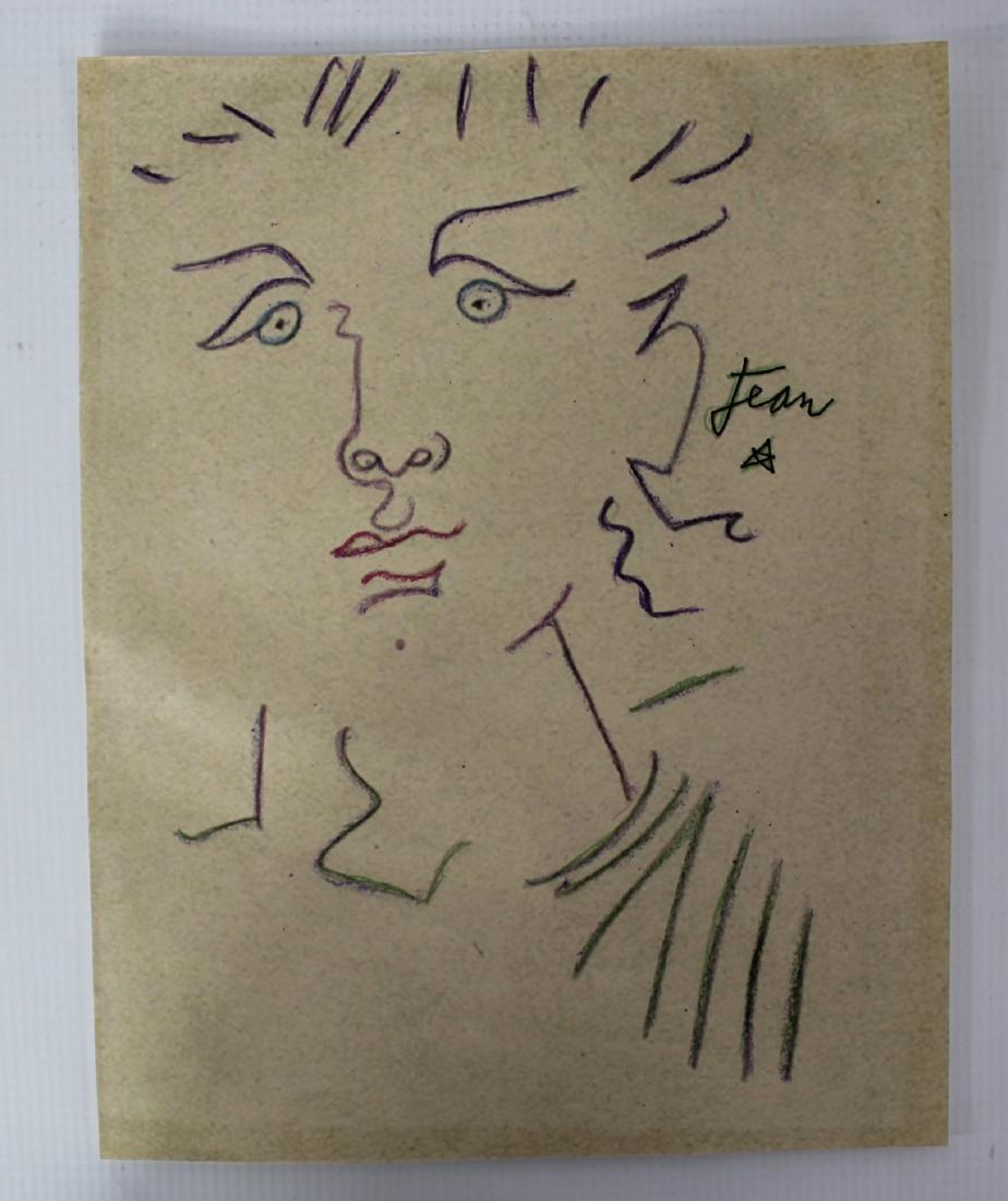 Jean Cocteau (French, 1889-1963): Medium: Drawing on paper. Classical Youth. Signature: Upper right. Lot note and provenance: Private collection. Acquired directly from the artist. Included with letter of provenance.