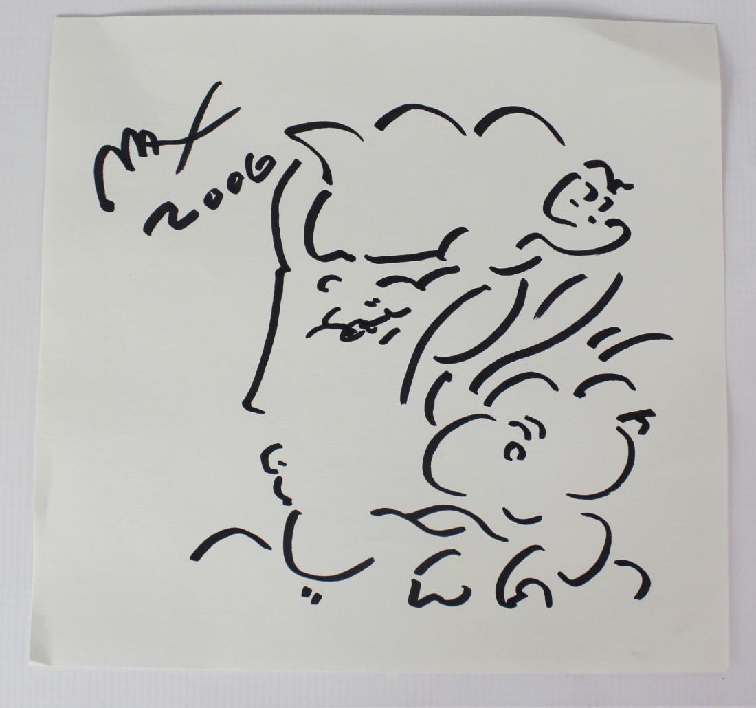 Peter Max (American, b. 1937): Medium: Drawing on paper. Signature: Middle. Dimensions: 10 x 9.5 inches.