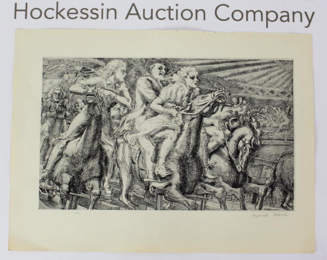 After Reginald Marsh (American, 1898-1954): Medium: Print. Title: Merry-Go-Round. Signature:Lower left. Dimensions: 12.5 x 9.5 inches. Lot note and provenance: An impression after the original production. From a private collection.