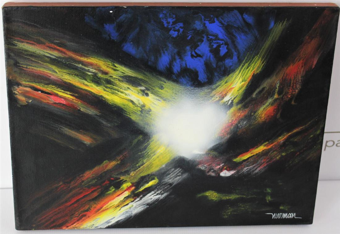 Leonardo Nierman (Mexican, 1932-2012): Medium: Acrylic on canvas. Title: Ignicion, c. 1989. Signature: Lower right. Dimensions: 16 x 12 inches.