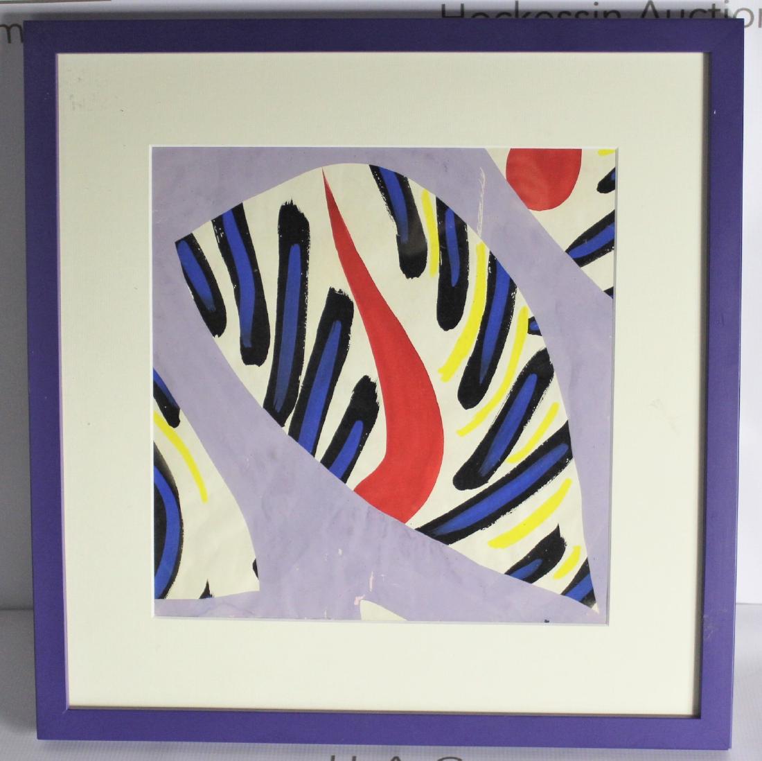 Sonia Delaunay (French, 1885-1979): Medium: Gouache on heavy paper. Abstract. Signature: Back of painting. Dimensions: 18 x 17.5 inches. Studio stamp to backside.