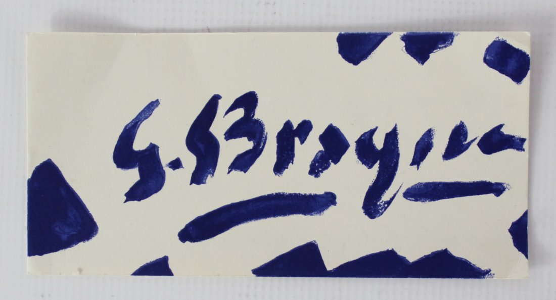 Georges Braque (French, 1882-1963): Georges Braque signature. Title: 1959 Art Exhibition invitation card, Galerie Maeght. Dimensions: 7 x 3 inches.