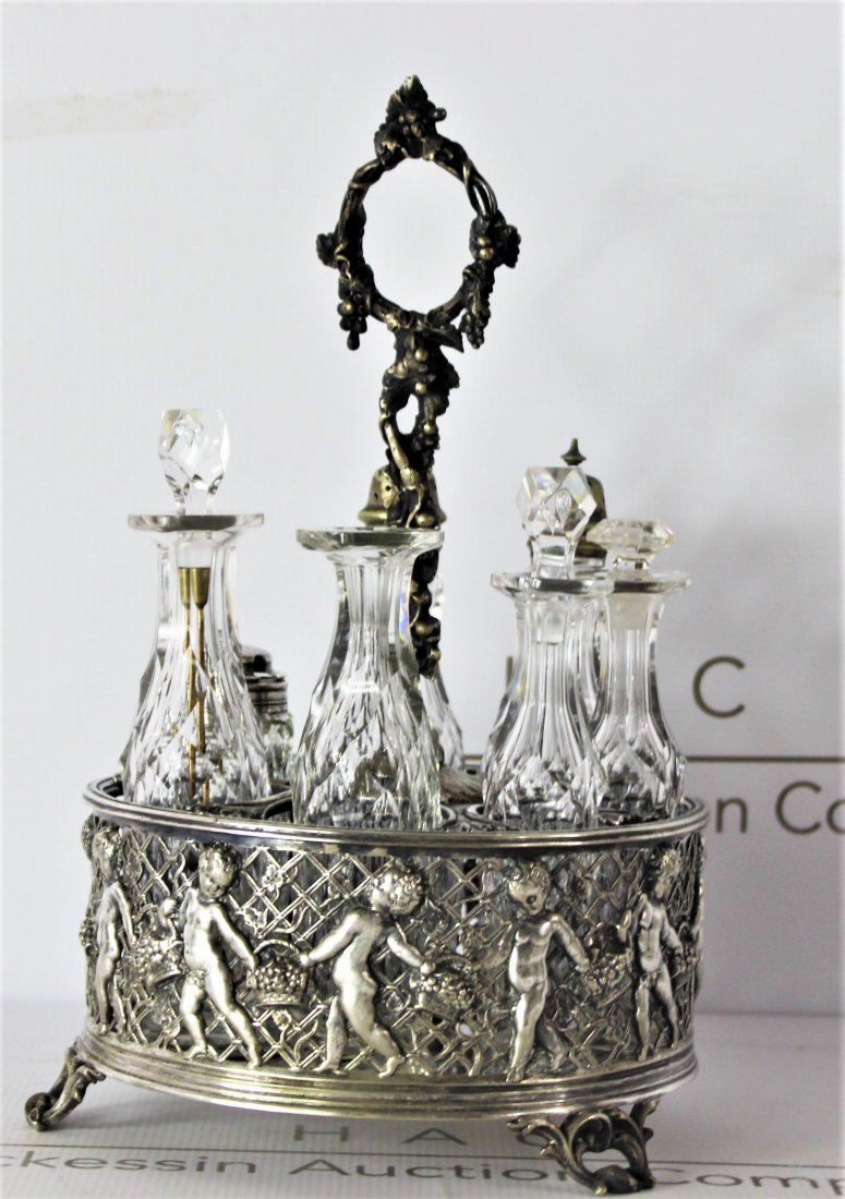 Antique Silver Cherub Holder & Glass Set (1 of 6)