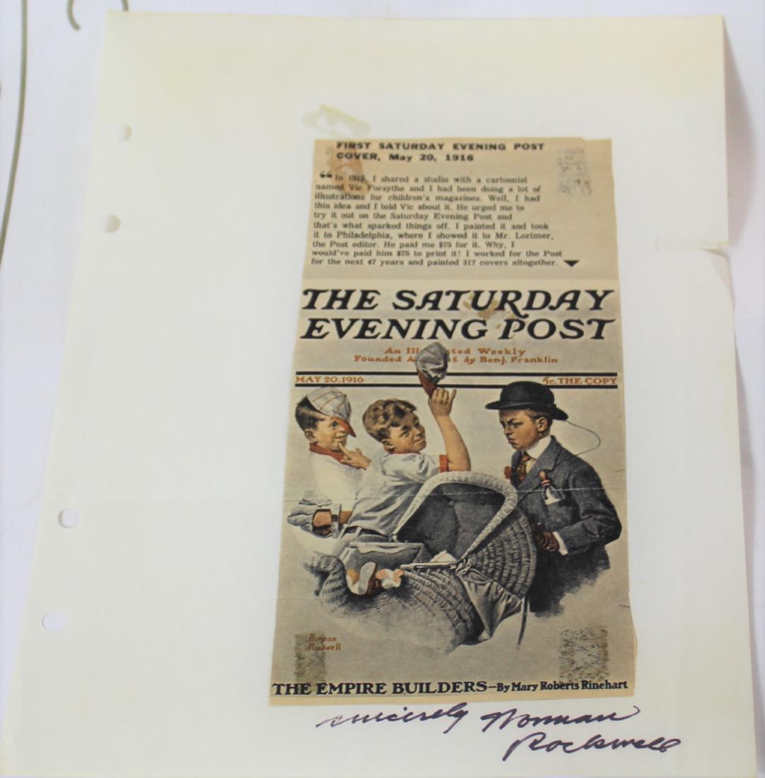 Norman Rockwell (American, 1894-1978): Newspaper cut out on paper signed by Norman Rockwell.