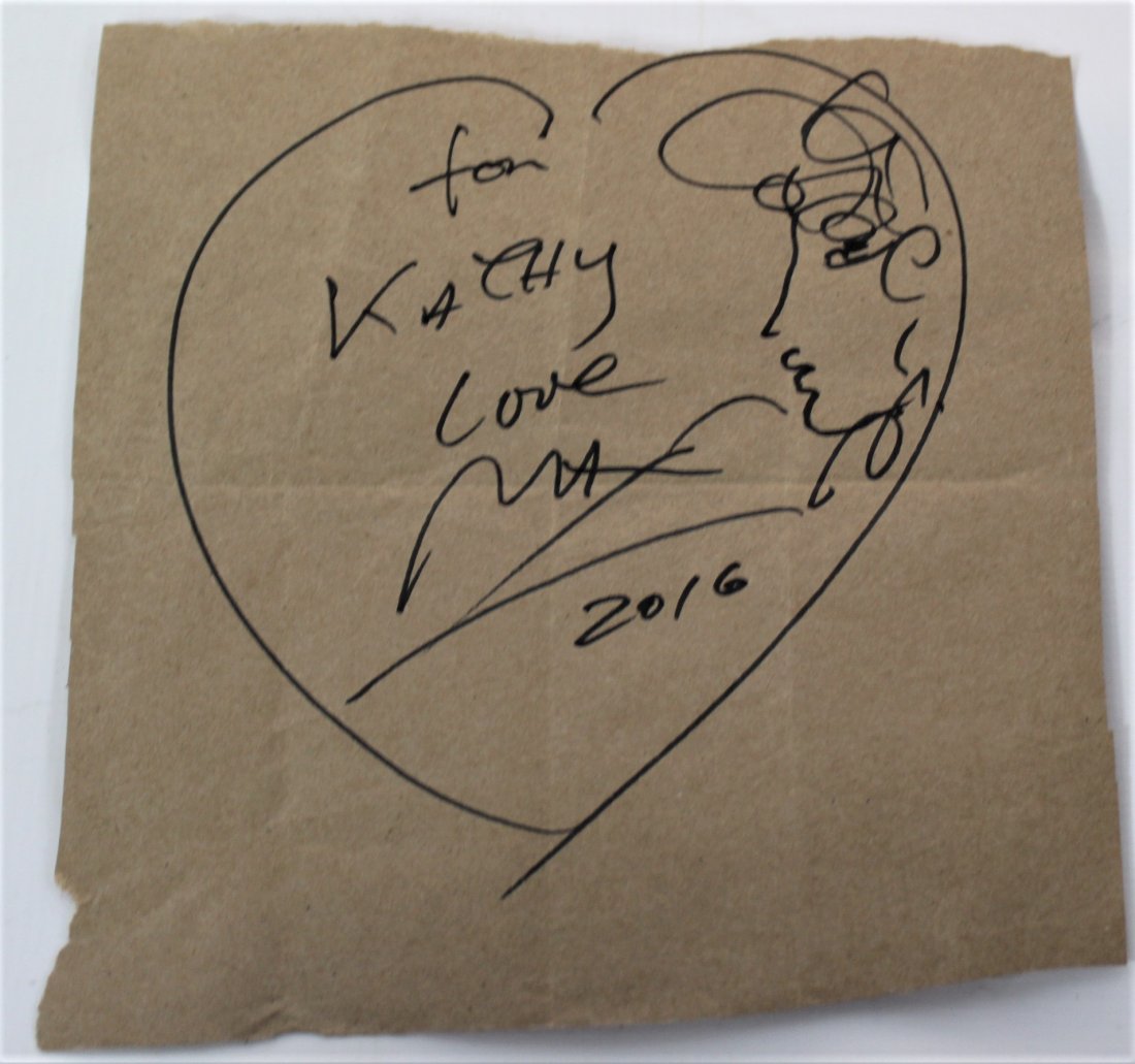 Peter Max (American, b. 1937): Medium: Sharpie sketch. Subject: Heart, 2016. Signature: Center. Dimensions: 8 x 10 inches.