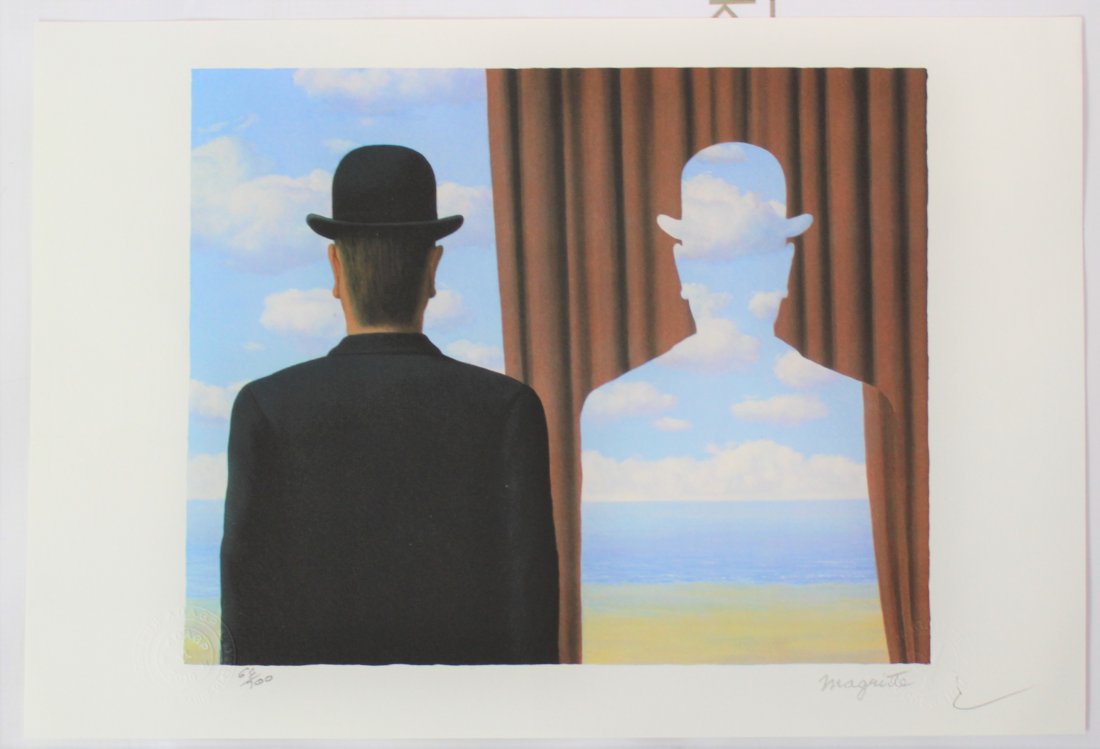 Rene Magritte (Belgian, 1898-1967): Medium: lithograph. Signature: bottom right. Dimensions: 11 x 17 inches.