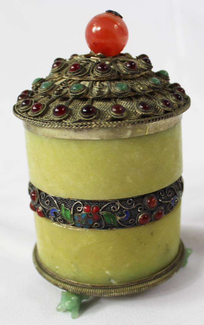 Antique Chinese Jade & Silver Jar (1 of 3)