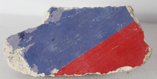 Sol Lewitt (American, 1928-2007): Medium: Hand painted exterior wall fragment. Dimensions: 3 1/2 x 5 inches. Lot note and provenance: Private collection, Italy. From The Chapel of Barolo - By Sol Lewitt and David Tremlett – Brunat