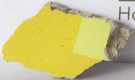 Sol Lewitt (American, 1928-2007): Medium: Hand painted exterior wall fragment. Dimensions: 3 1/2 x 3 inches. Lot note and provenance: Private collection, Italy. From The Chapel of Barolo - By Sol Lewitt and David Tremlett – Brunat