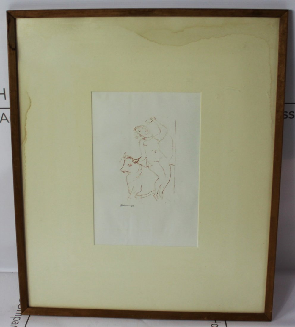 Andre Derain (French, 1880-1954): Medium: Lithograph. Title: Woman Riding Bull. Signature: Lower right. Dimensions: 7 x 10 inches.