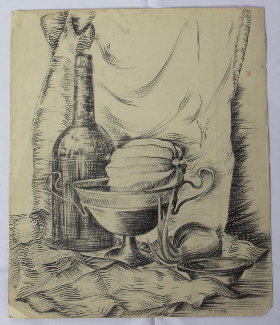 Joseph Stella (American, 1877-1946): Medium: Pencil sketch. Three notebook sketches. Signature: Lower right. Dimensions: 15 x 18 inches.