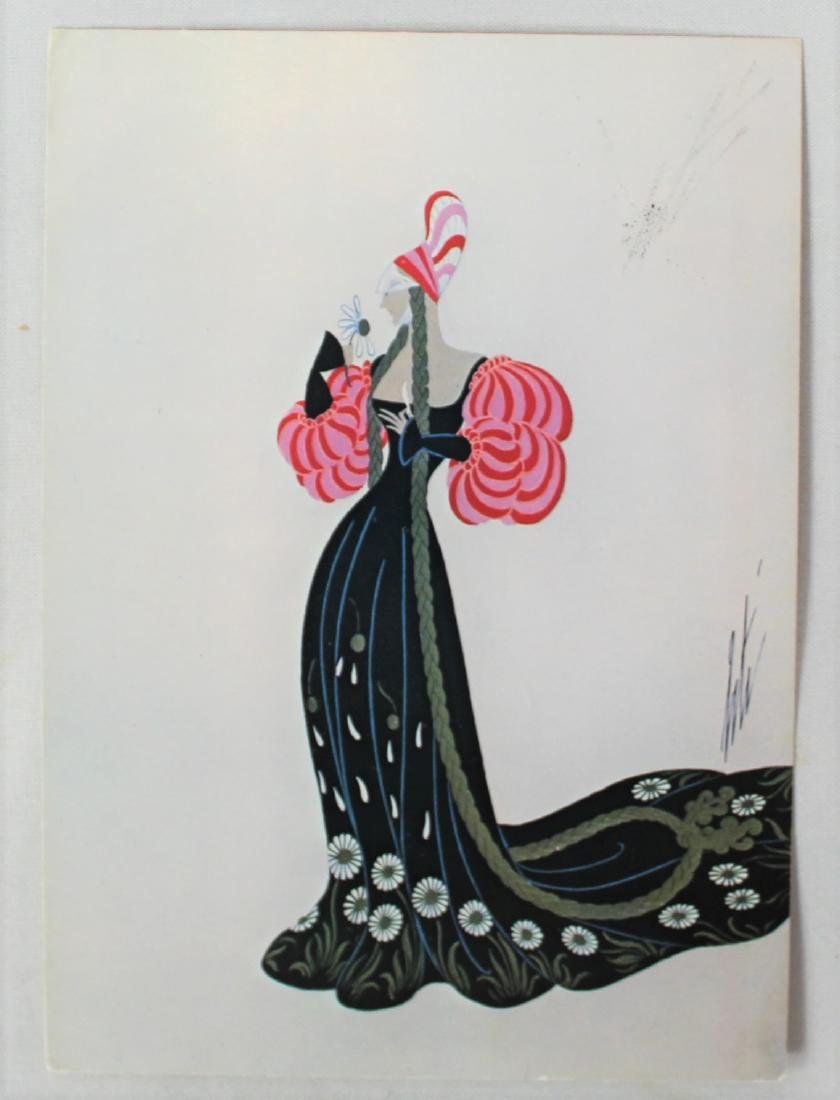 Erte Postcard: Erte postcard. Romain de Tirtoff. Signature: Lower right. Dimensions: 5 x 7 inches. COA included.
