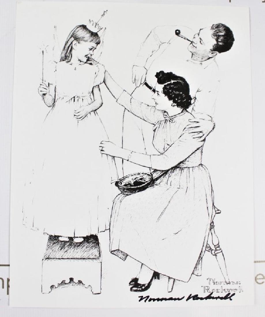 Norman Rockwell (American, 1894-1978): Medium: Lithograph. Subject: Family. Signature: Lower right in black marker. Dimensions: 11 x 14 inches.