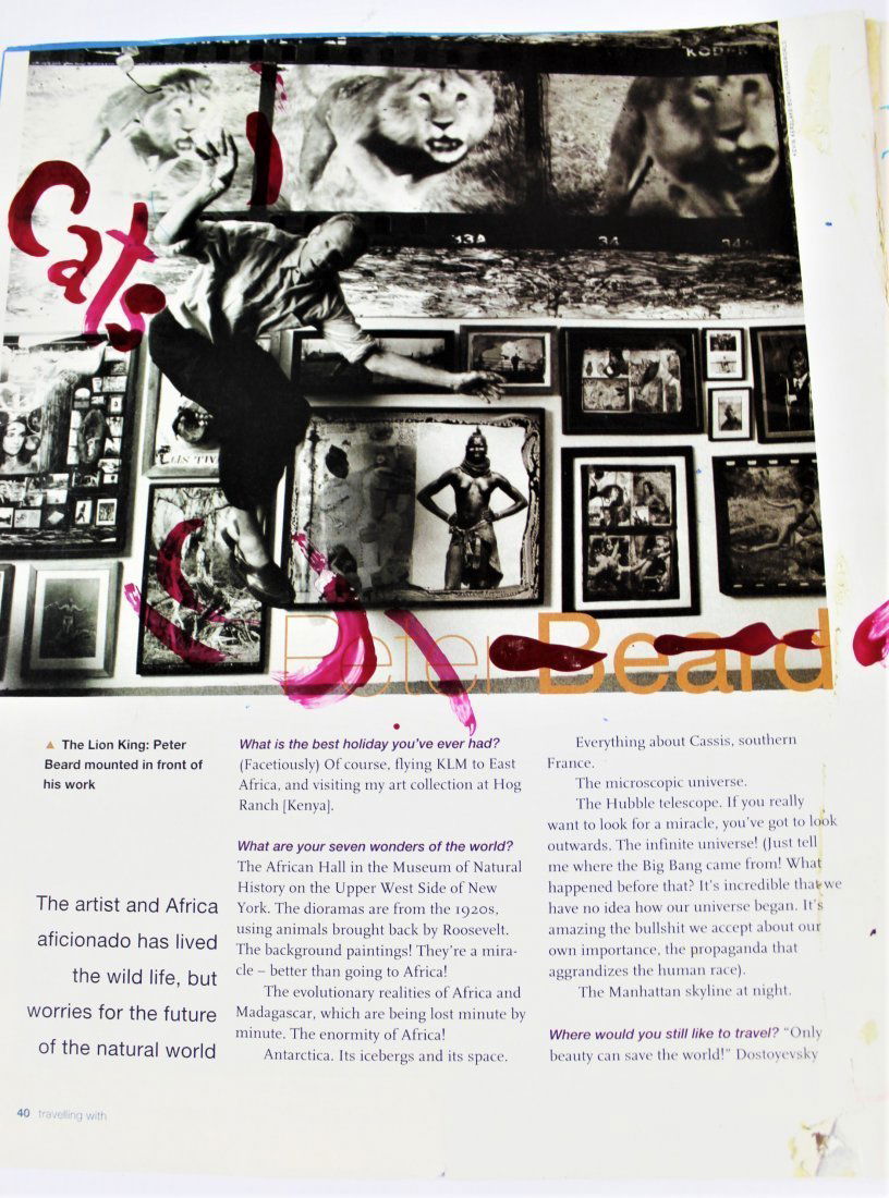 Peter Beard (American, b. 1938): Medium: Mixed media and oil on page. Dimensions: 10.5 x 16.5 inches. Lot note and provenance: Collection of Patrick Eddington. Mr. Eddington was a much-honored Salt Lake City, Utah art collector & tea