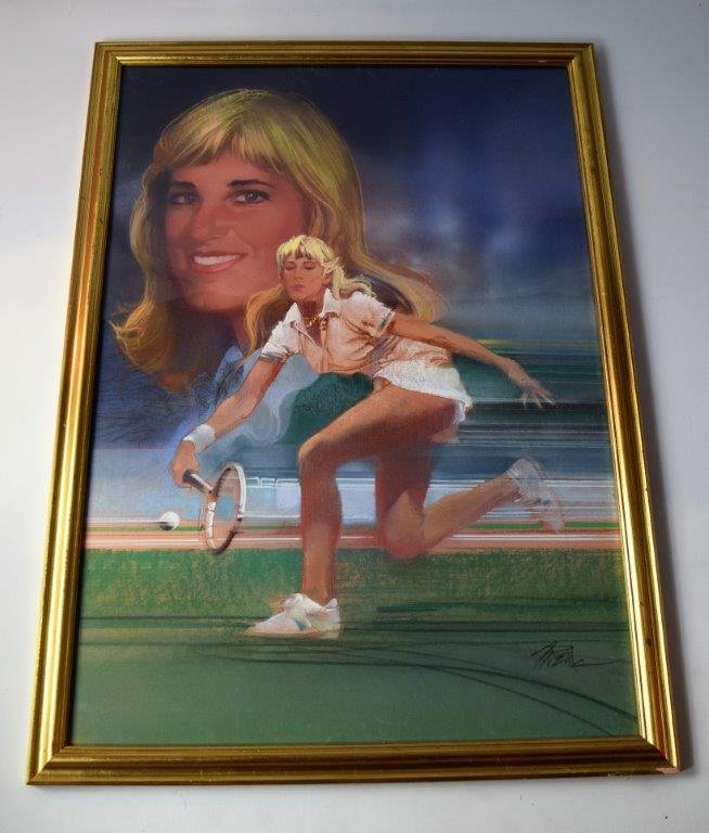 Bob Peak (American, 1927-1992): Medium: Pastel & Gouache. Subject: Tennis player. Signature: Lower right. Dimensions: 33 x 23 inches.