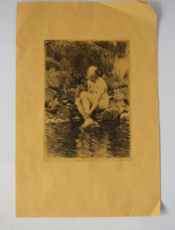 Anders Zorn (Swedish, 1860-1920): An original lithograph. Signature: Lower right. Dimensions: 17 X 11 inches.