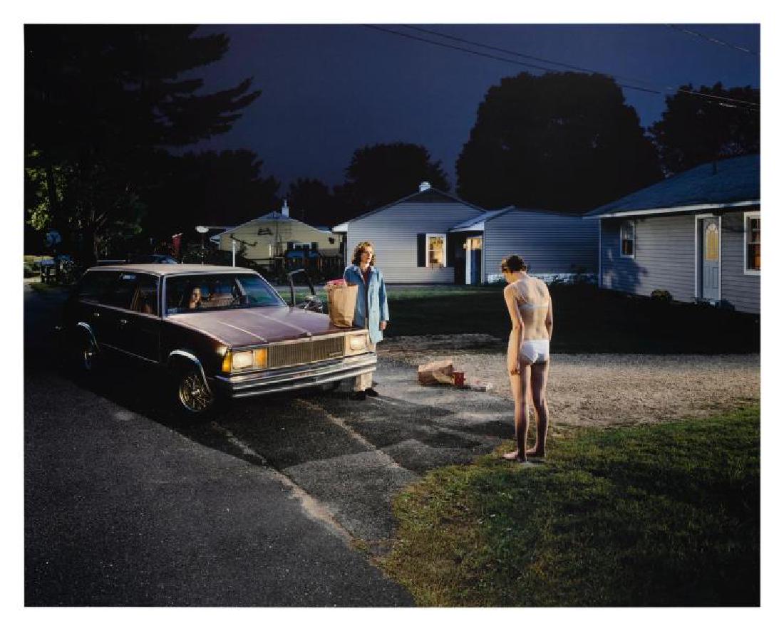 Penitent Girl by Gregory CrewdsonQ34: Digital chromogenic print, framed, a Luhring Augustine gallery label, signed in ink, on the reverse, 2000, no. 5 in an edition of 10. Exhibited: New York, Luhring Augustine, 'Gregory Crewdson Twilight