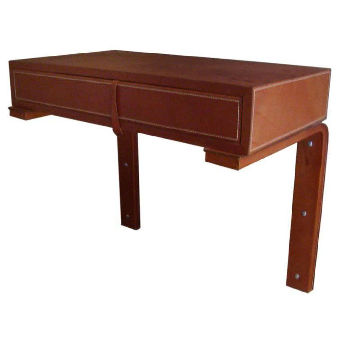Leather Covered Cantilevered Wall Console (1 of 6)