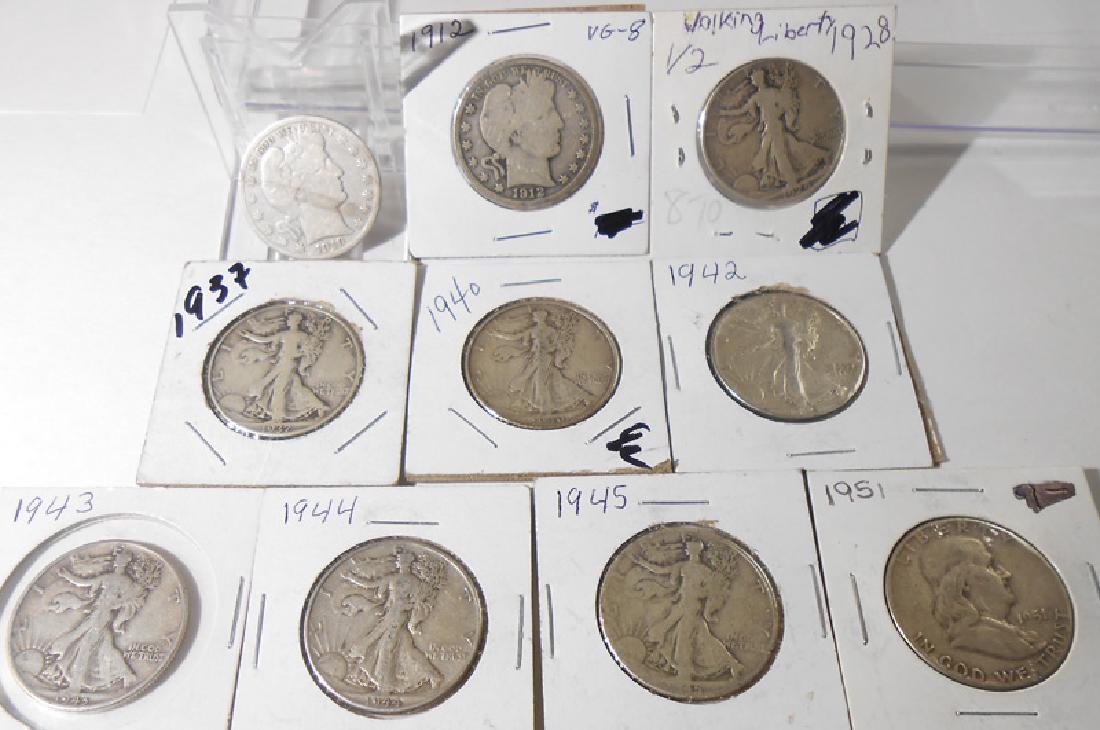 (10) U.S. SILVER HALF DOLLARS (1 of 2)