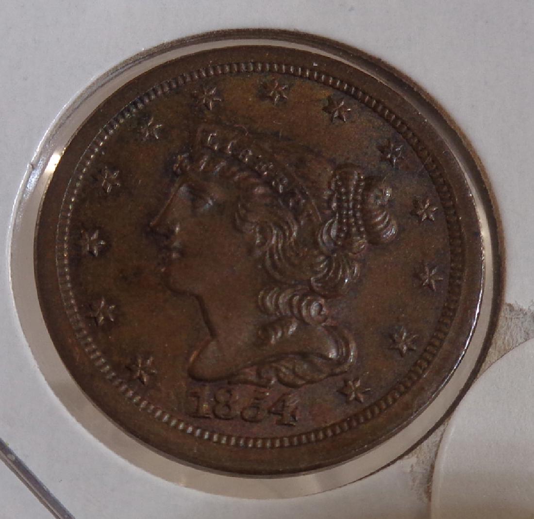 1854 BRAIDED HAIR HALF CENT (1 of 2)