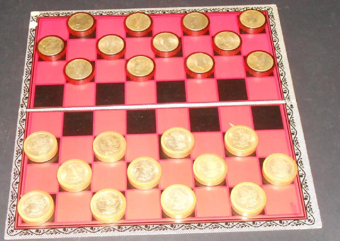 (24) PIECE SILVER DOLLAR CHECKER SET (1 of 3)