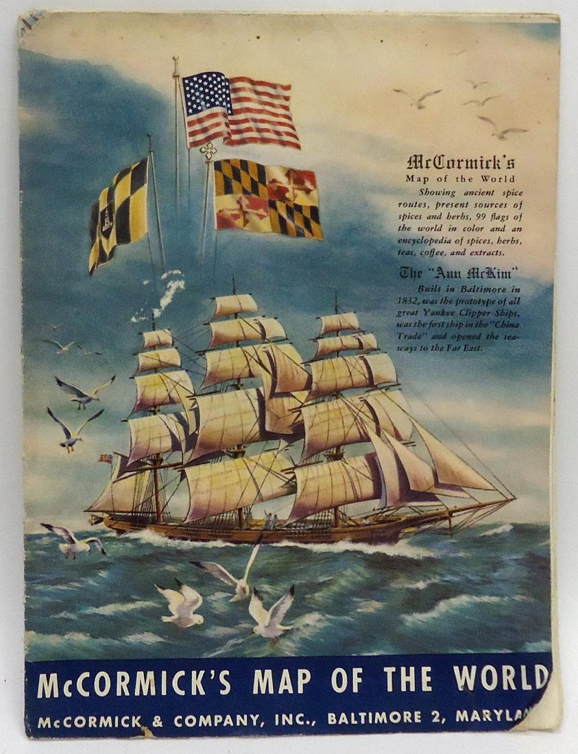 (6) BALTIMORE MARYLAND FOOD & SPICE RELATED EPHEMERA: (4) McCormick & Co.: (3) 1924 Bee & Banquet Brand booklets, The Charm of Tea, The Story of Extracts, Spices - A Textbook of Teachers; McCormick's Map of the World; (1) Hopper McGaw & Co. 1927-1928 "Go