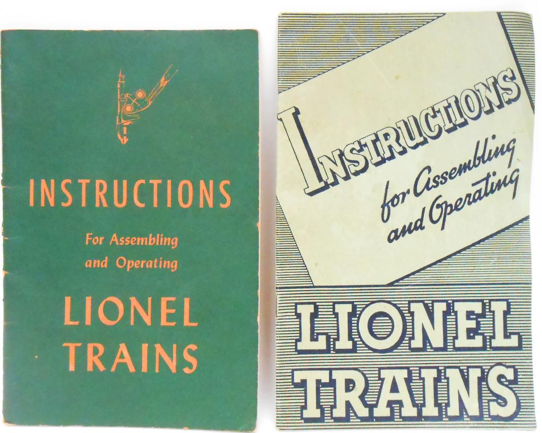 (5) TRAIN CATALOGS & PAPER GOODS-AMERICAN FLYER, LIONEL: dated 1953; includes Erector and Gilbert Toys: Erector sets, -tool sets, chemistry sets, etc.; (1) catalog has soiling and wear to top front cover and 3 interior pages; (1) catalog mostly pristine; (1