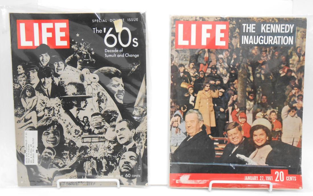 (20) LOOK & LIFE MAGAZINES, INCLUDES LUCY, KENNEDY: Includes: Life-October 5, 1962 "Jackie Gleason and his new TV wife"; Life-April 8, 1946 "Circus"; Life-May 1, 1964 "In Color The World's Fair Opens"; Life- "Special Double Issue the '60's Decade of Tu