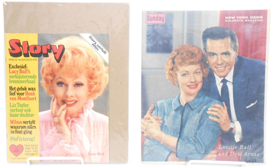 (18+/-) LUCILLE BALL MUSIC, FILM & THEATRE RELATED: Includes: (1) Color herald for MGM film "Forever Darling", 1956, featuring Lucy, Desi and James Mason; two sided with movie ad on one side, reverse has advertisement to order additional "color heralds