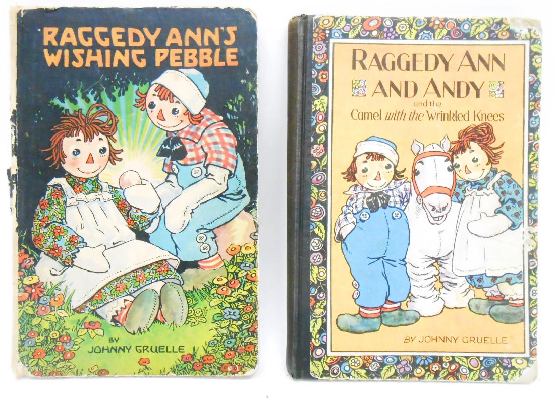 (12) JOHNNY GRUELLE RAGGEDY ANNE, ETC. BOOKS: (1) 1918 "Raggedy Ann Stories"; (1) 1919 "Friendly Fairies"; (1) 1920 "Raggedy Andy Stories; (1) 1924 "Raggedy Ann and Andy and the Camel with the Wrinkled Knees; (1) 1925 "Raggedy Ann's Wishing Pebbl