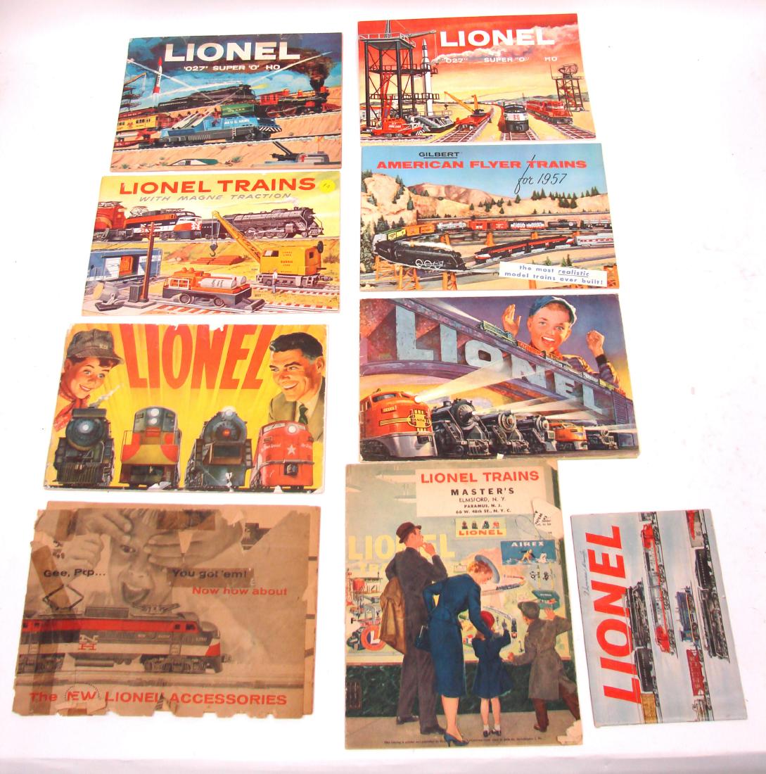 (9) 1950's LIONEL  & AMERICAN FLYER TRAIN CATALOGS & (1 of 17)